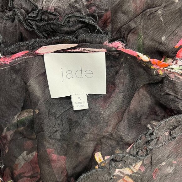 $365 NWOT Johnny Was Jade Silk Juliette Ruffle Tiered Floral Mini Dress Size S - Picture 9 of 13